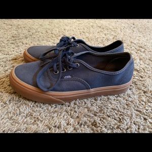 Navy blue with tan gum sole VANS
